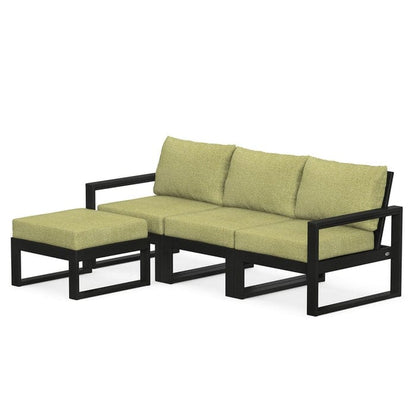 POLYWOOD EDGE 4-Piece Modular Sectional with Ottoman in Black / Chartreuse Boucle