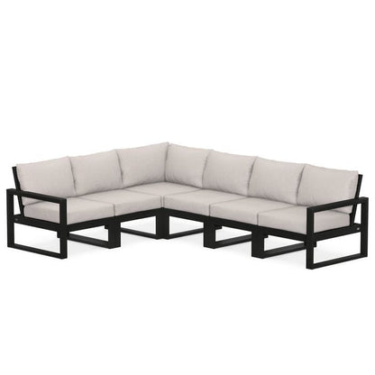 POLYWOOD EDGE 6-Piece Modular Sectional in Black / Dune Burlap