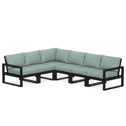 POLYWOOD EDGE 6-Piece Modular Sectional in Black / Glacier Spa