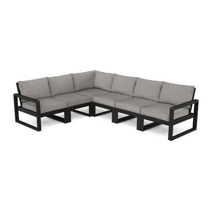 POLYWOOD EDGE 6-Piece Modular Sectional in Black / Grey Mist