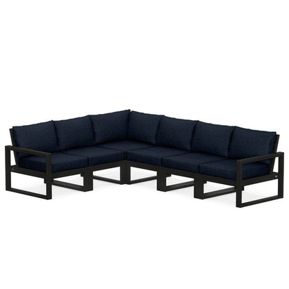 POLYWOOD EDGE 6-Piece Modular Sectional in Black / Marine Indigo