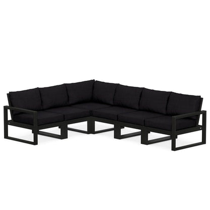 POLYWOOD EDGE 6-Piece Modular Sectional in Black / Midnight Linen