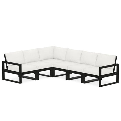 POLYWOOD EDGE 6-Piece Modular Sectional in Black / Natural Linen