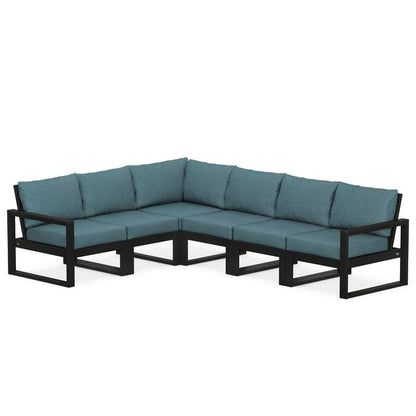 POLYWOOD EDGE 6-Piece Modular Sectional in Black / Ocean Teal