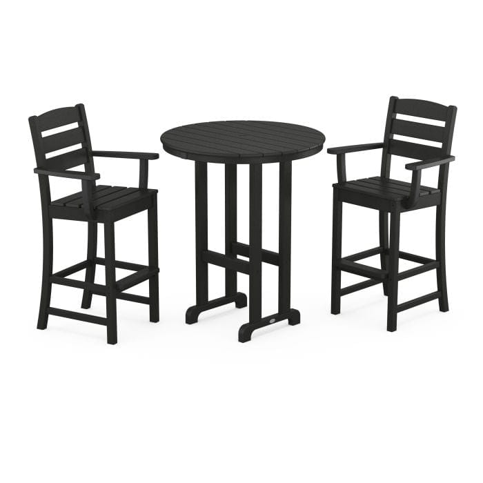 POLYWOOD Lakeside 3-Piece Round Bar Arm Chair Set