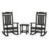 Polywood Polywood Black Polywood Presidential 3-Piece Rocking Chair Set with South Beach 18" Side Table