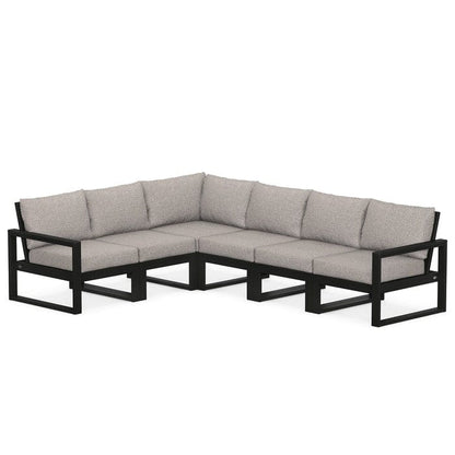 POLYWOOD EDGE 6-Piece Modular Sectional in Black / Weathered Tweed