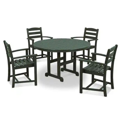 Polywood La Casa Café 5-Piece Round Farmhouse Dining Set - Casual Furniture World