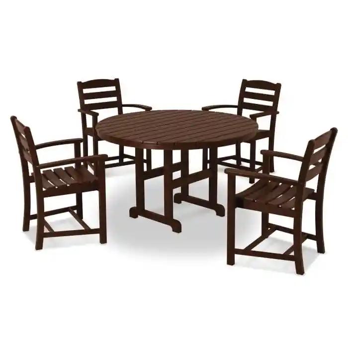 Polywood La Casa Café 5-Piece Round Farmhouse Dining Set - Casual Furniture World