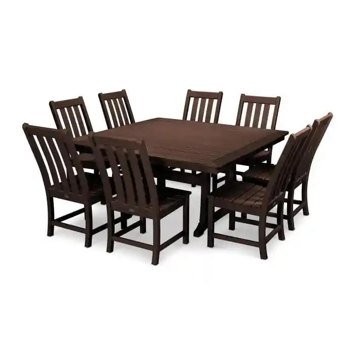 POLYWOOD Vineyard 9-Piece Dining Set Slate Grey Casual
