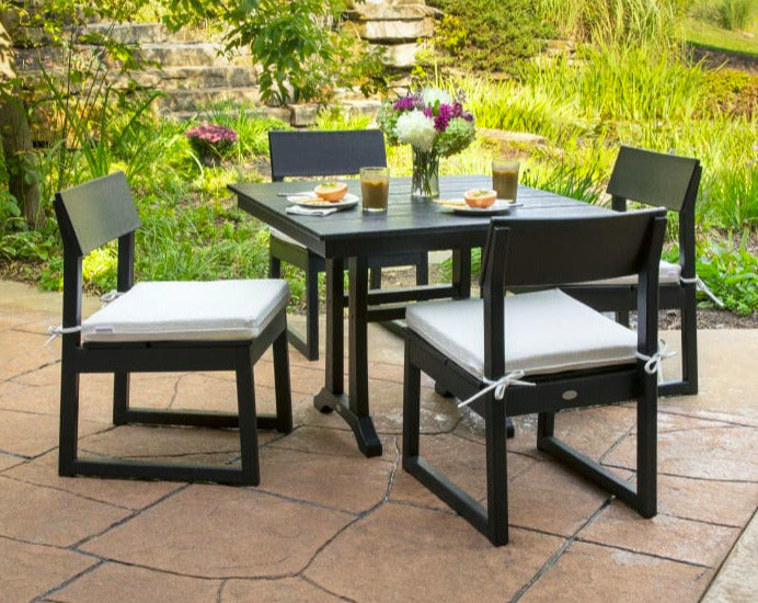 Polywood EDGE 5-Piece Farmhouse Trestle Side Chair Dining Set - Casual Furniture World