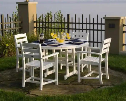 Polywood La Casa Café 5-Piece Round Farmhouse Dining Set - Casual Furniture World