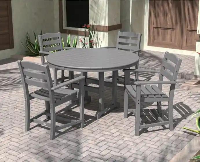 Polywood La Casa Café 5-Piece Round Farmhouse Dining Set - Casual Furniture World