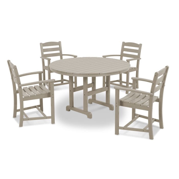 Polywood La Casa Café 5-Piece Round Farmhouse Dining Set - Casual Furniture World