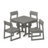 Polywood Polywood Dining Slate Grey Polywood EDGE 5-Piece Farmhouse Trestle Side Chair Dining Set