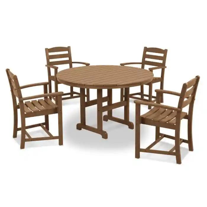 Polywood La Casa Café 5-Piece Round Farmhouse Dining Set - Casual Furniture World