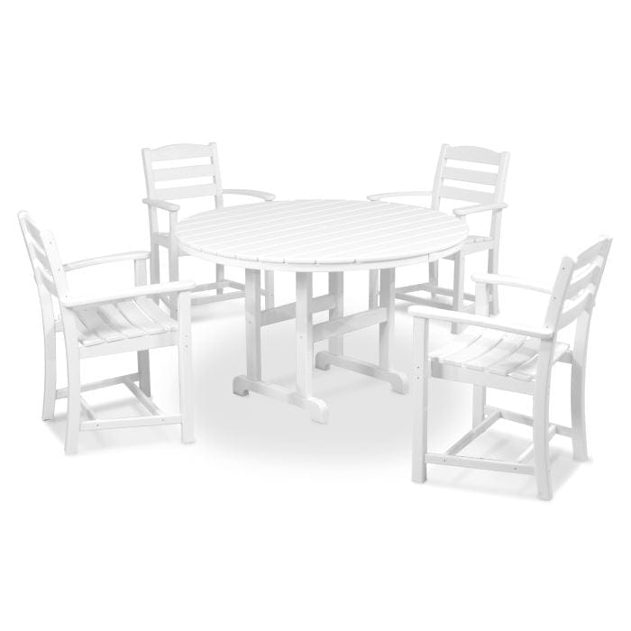 Polywood La Casa Café 5-Piece Round Farmhouse Dining Set - Casual Furniture World