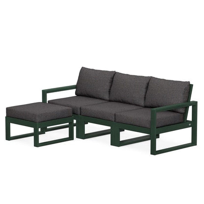 POLYWOOD EDGE 4-Piece Modular Sectional with Ottoman in Green / Ash Charcoal