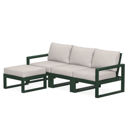 POLYWOOD EDGE 4-Piece Modular Sectional with Ottoman in Green / Dune Burlap