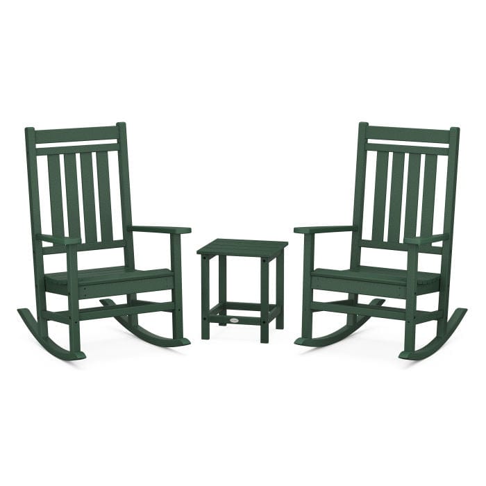 Polywood Polywood Green Estate 3-Piece Rocking Chair Set with Long Island 18&quot; Side Table