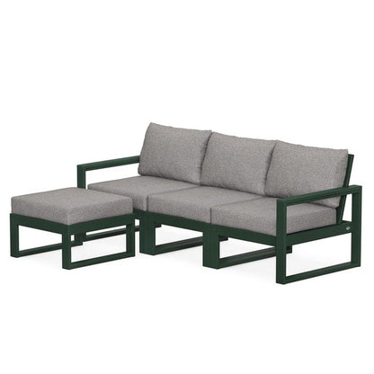 POLYWOOD EDGE 4-Piece Modular Sectional with Ottoman in Green / Grey Mist