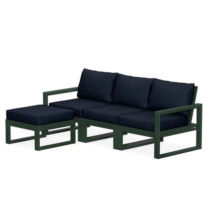 POLYWOOD EDGE 4-Piece Modular Sectional with Ottoman in Green / Marine Indigo