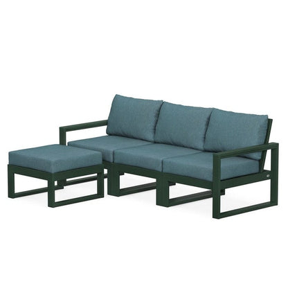 POLYWOOD EDGE 4-Piece Modular Sectional with Ottoman in Green / Ocean Teal