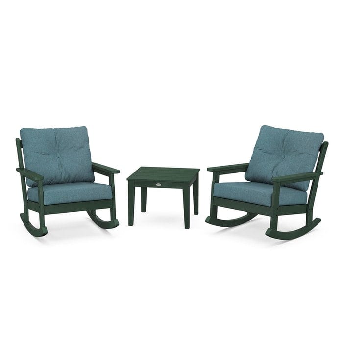 Polywood Polywood Green / Ocean Teal Polywood Vineyard 3-Piece Deep Seating Rocking Chair Set
