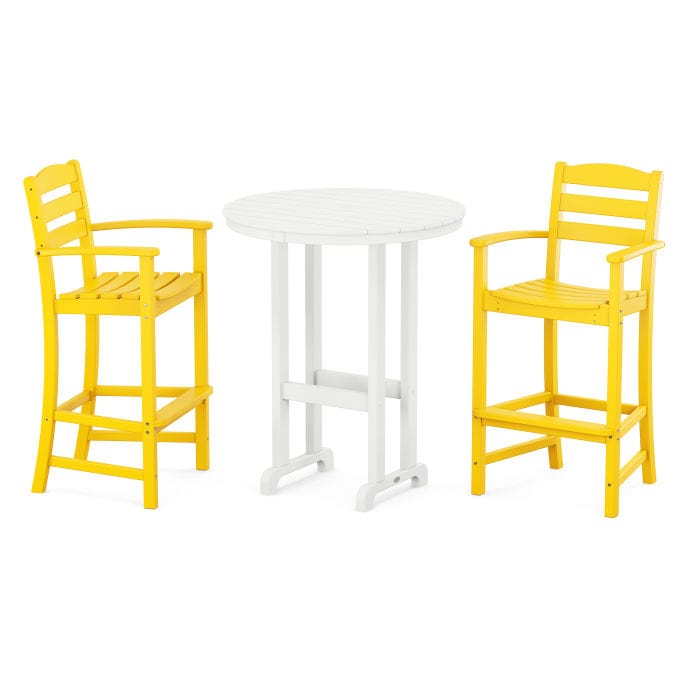 Polywood La Casa Café 3-Piece Round Farmhouse Bar Set - Casual Furniture World