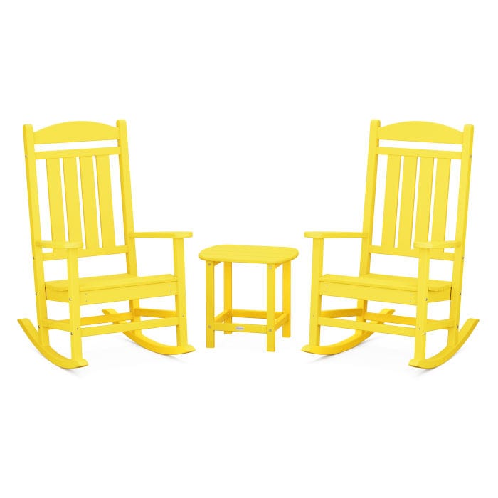 Polywood Presidential 3-Piece Rocking Chair Set with South Beach 18&quot; Side Table - Casual Furniture World