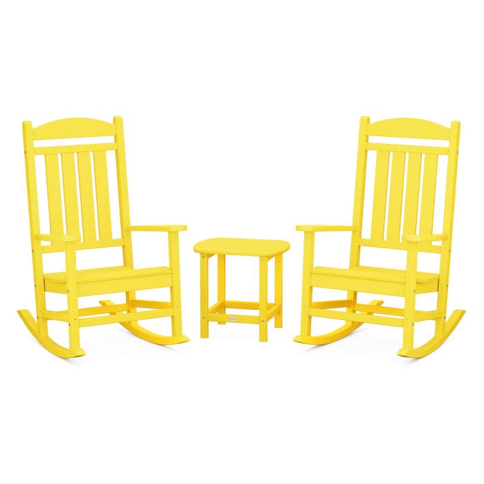 Polywood Presidential 3-Piece Rocking Chair Set with South Beach 18&quot; Side Table - Casual Furniture World