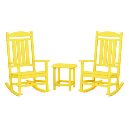 Polywood Presidential 3-Piece Rocking Chair Set with South Beach 18&quot; Side Table - Casual Furniture World