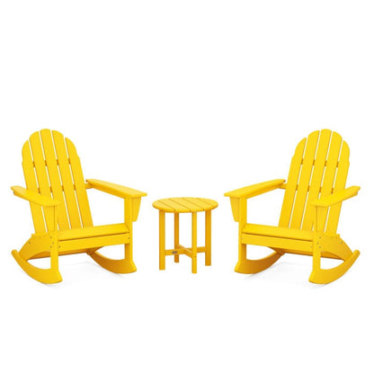 Polywood Polywood Lemon Polywood Vineyard 3-Piece Adirondack Rocking Chair Set with 18&quot; Round Table