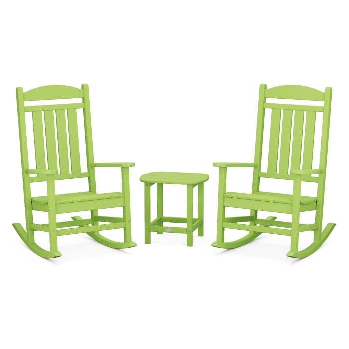 Polywood Presidential 3-Piece Rocking Chair Set with South Beach 18&quot; Side Table - Casual Furniture World