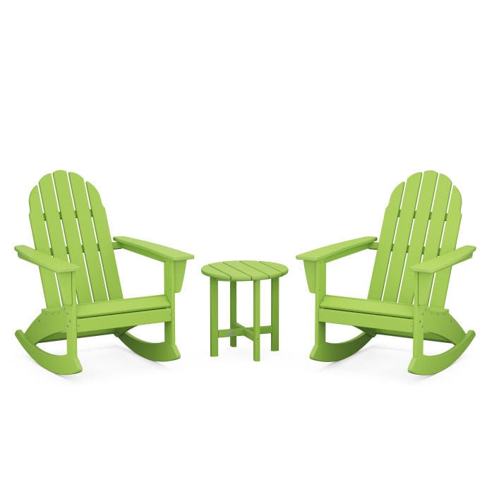 Polywood Polywood Lime Polywood Vineyard 3-Piece Adirondack Rocking Chair Set with 18&quot; Round Table