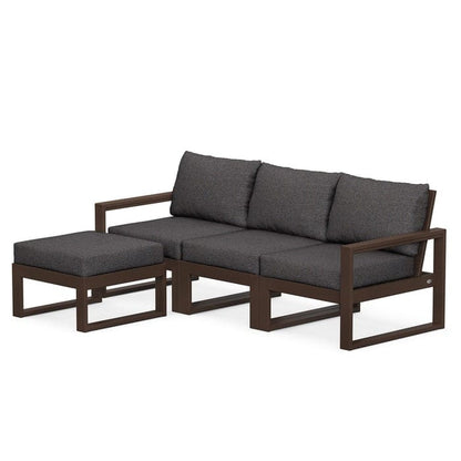 POLYWOOD EDGE 4-Piece Modular Sectional with Ottoman in Mahogany / Ash Charcoal