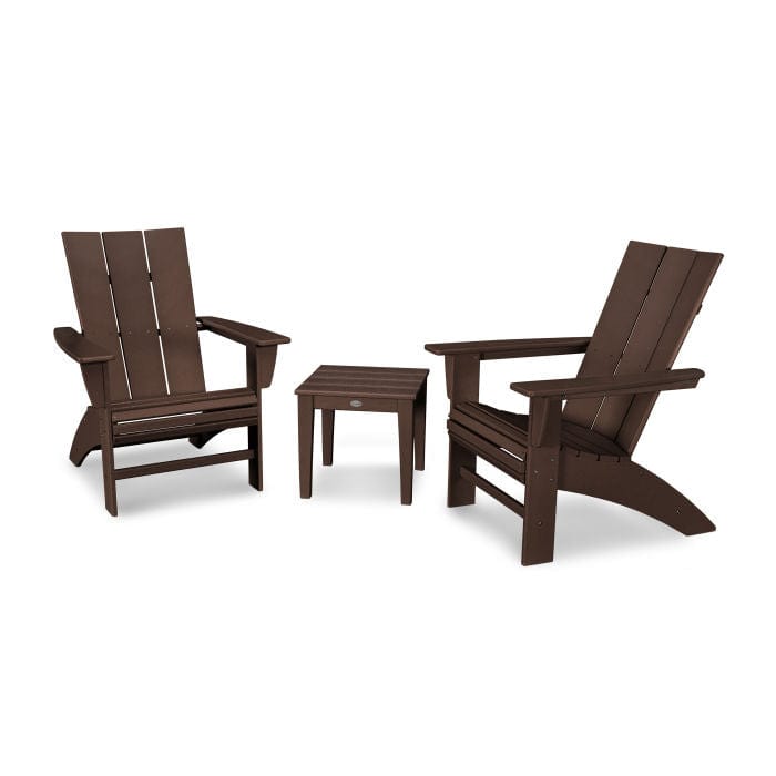 POLYWOOD Modern 3-Piece Curveback Adirondack Set with Newport End