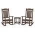 Polywood Polywood Mahogany Polywood Presidential 3-Piece Rocking Chair Set with South Beach 18" Side Table
