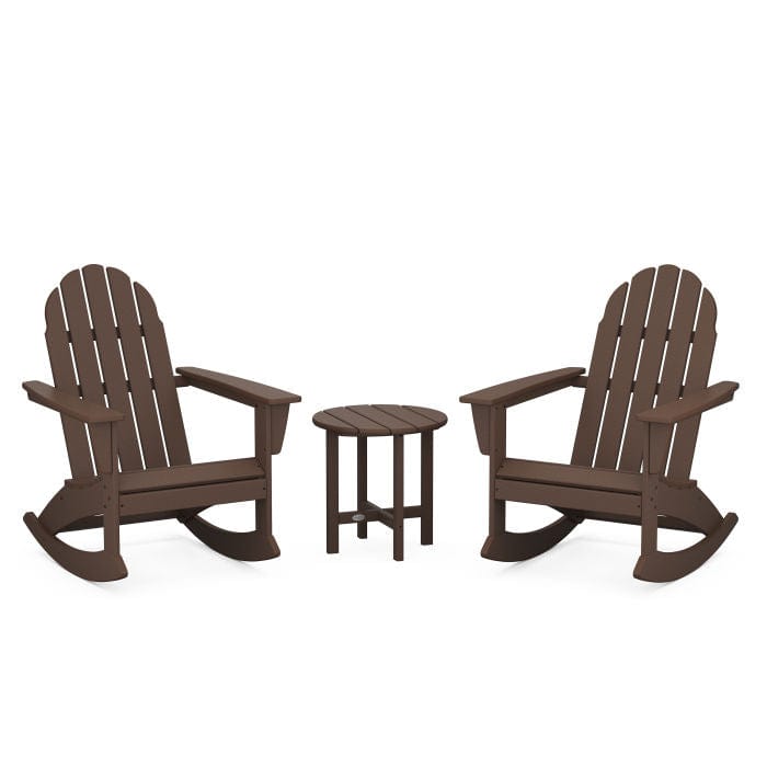 Polywood Vineyard 3-Piece Adirondack Rocking Chair Set with 18&quot; Round Table - Casual Furniture World