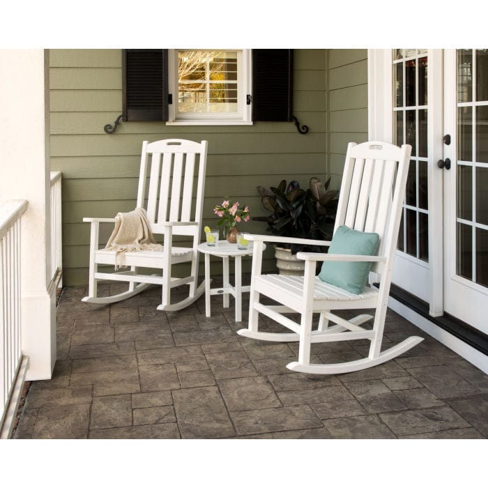 Polywood Polywood Nautical 3Piece Porch Rocking Chair Set with Round 18&quot; Side Table