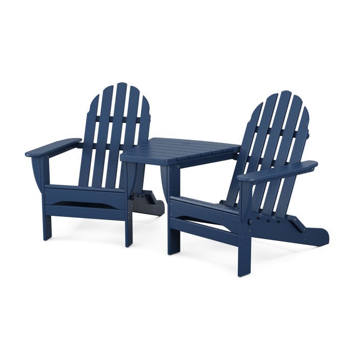 Polywood Classic 3-Piece Folding Adirondack Set With Connecting Table - Casual Furniture World