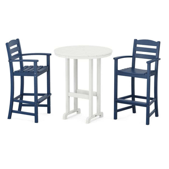 Polywood La Casa Café 3-Piece Round Farmhouse Bar Set - Casual Furniture World