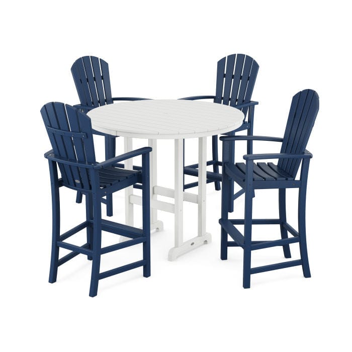 Polywood Palm Coast 5-Piece Round Farmhouse Bar Set - Casual Furniture World