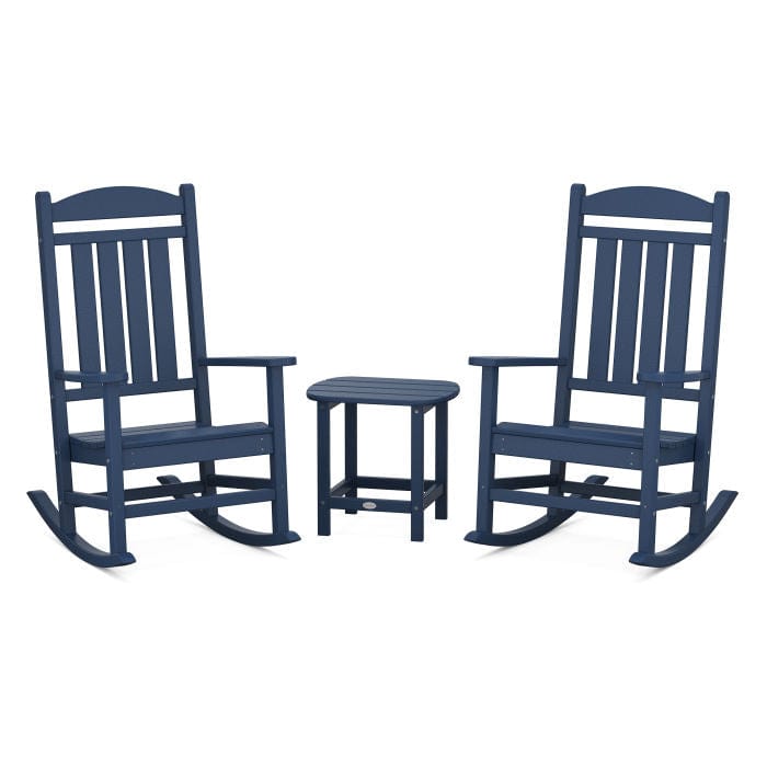 Polywood Presidential 3-Piece Rocking Chair Set with South Beach 18&quot; Side Table - Casual Furniture World