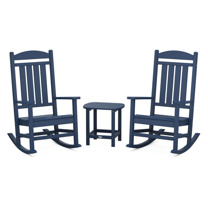 Polywood Presidential 3-Piece Rocking Chair Set with South Beach 18&quot; Side Table - Casual Furniture World