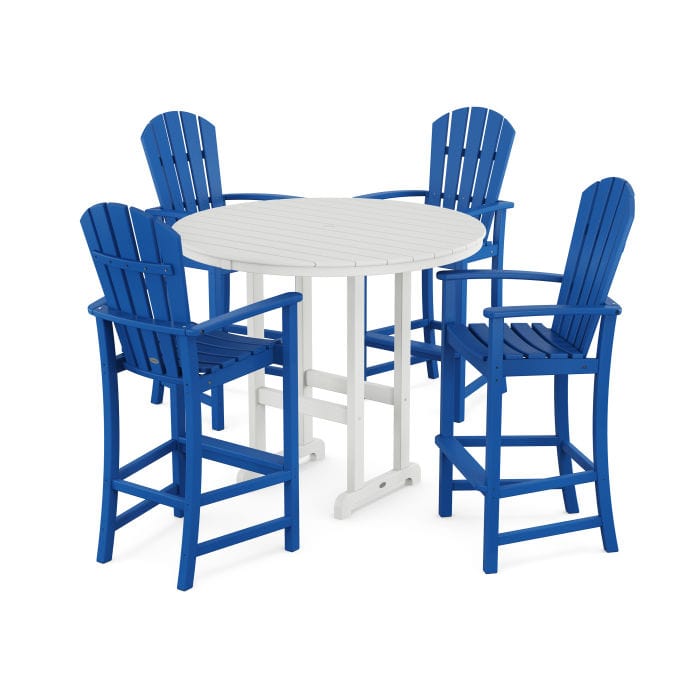 Polywood Palm Coast 5-Piece Round Farmhouse Bar Set - Casual Furniture World