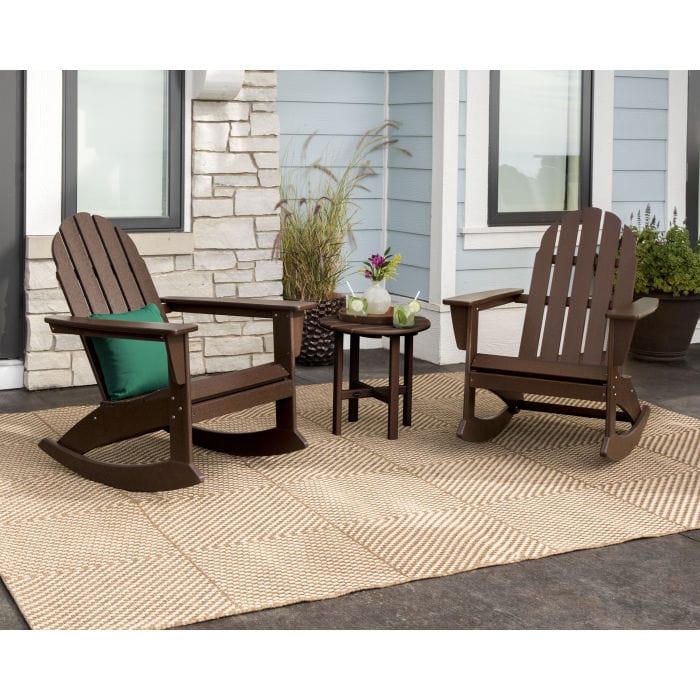 Polywood Vineyard 3-Piece Adirondack Rocking Chair Set with 18&quot; Round Table - Casual Furniture World