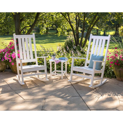 Polywood Vineyard 3-Piece Rocking Chair Set with South Beach 18&quot; Side Table - Casual Furniture World