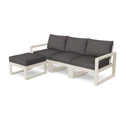 POLYWOOD EDGE 4-Piece Modular Sectional with Ottoman in Sand / Ash Charcoal