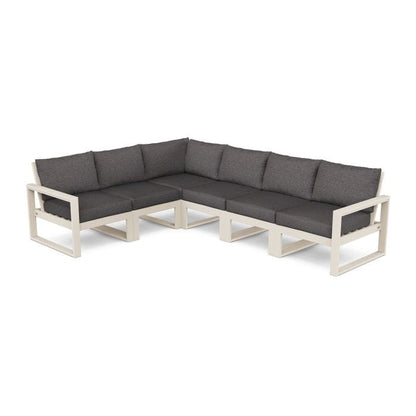 POLYWOOD EDGE 6-Piece Modular Sectional in Sand / Ash Charcoal
